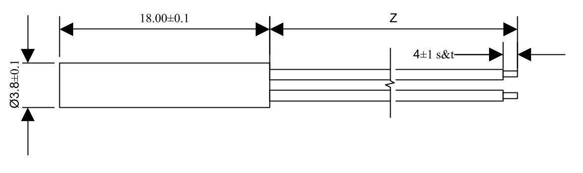 Technical Drawing Reed Sensor Cylindrical Housing MMS-201