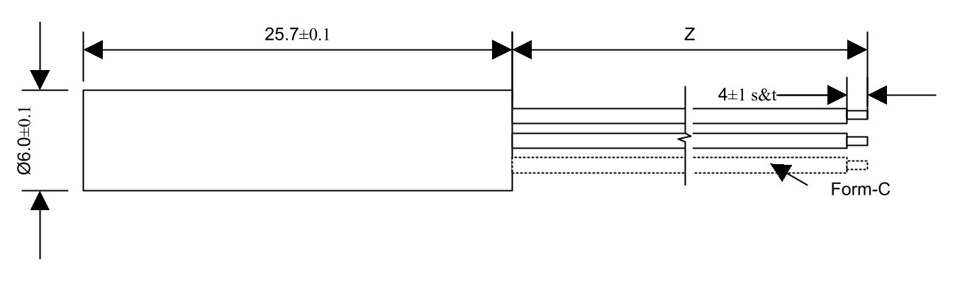 Technical Drawing Reed Sensor Cylindrical Housing MMS-204