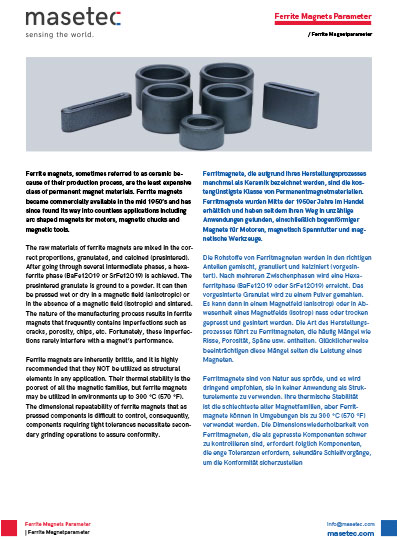 Hartferrit-Magnete Parameter